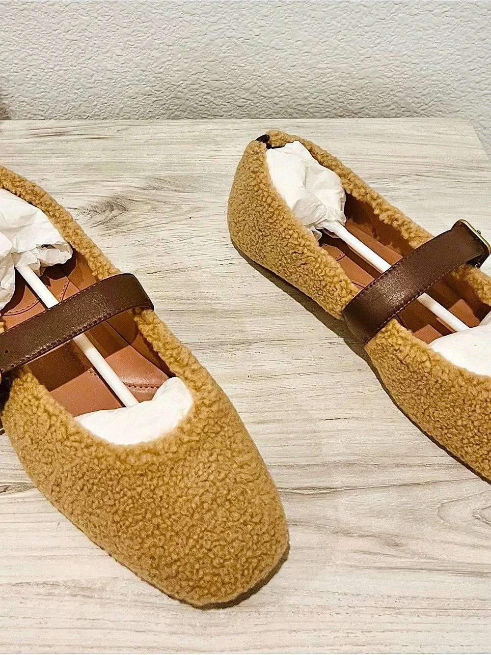 Paolo Mika-L Teddy Mary Jane Flats Brown & Tan EU 9.5 NWT